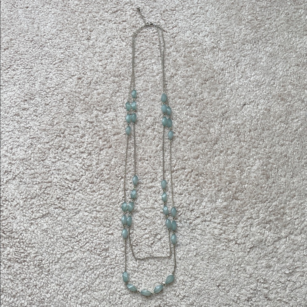Chic Gold and Turquoise Necklace - Picture 2 of 2